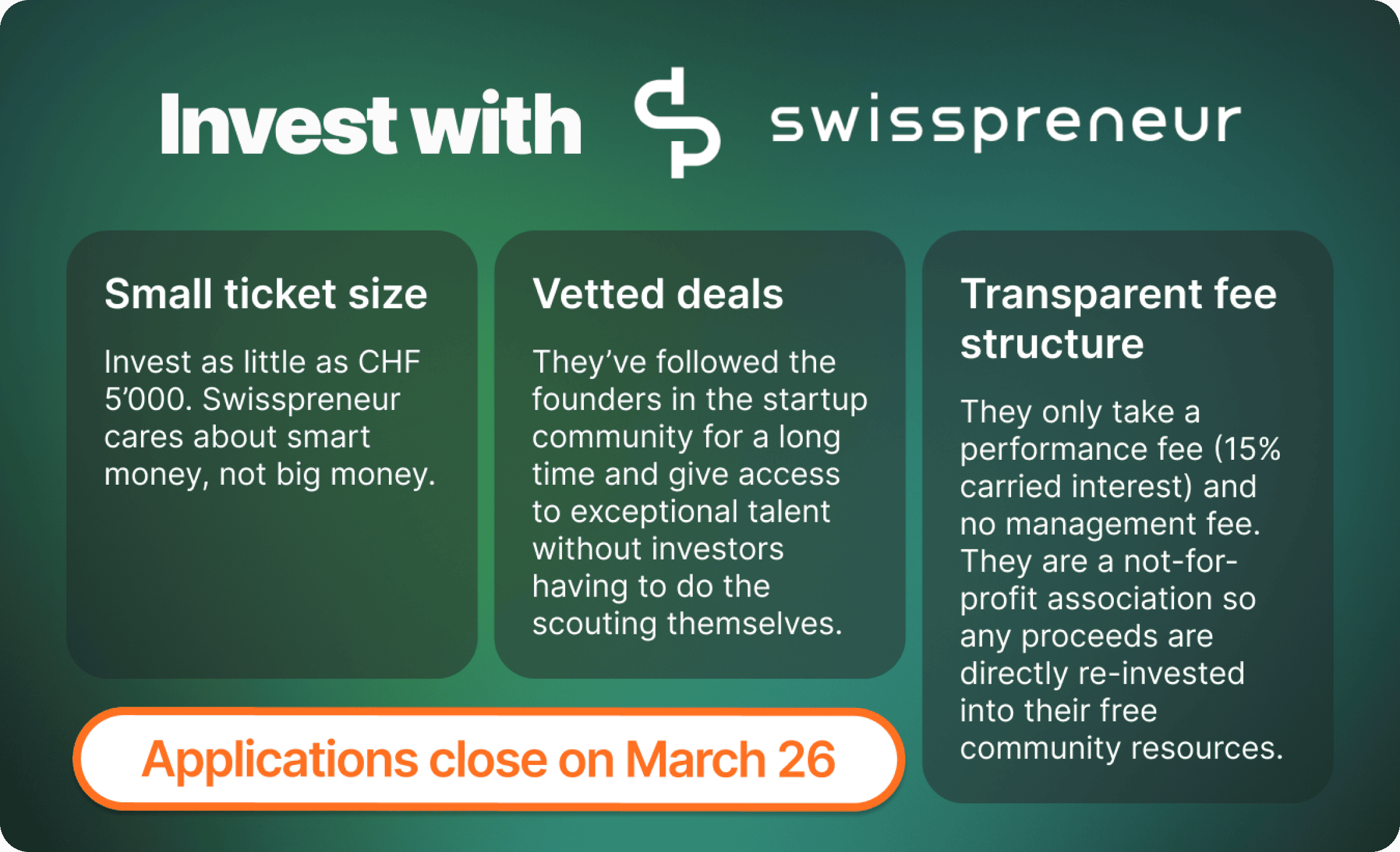 Illustration of the benefits of investing with Swisspreneur.