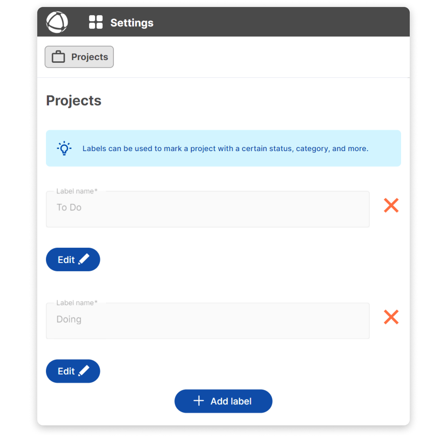Create a new label in the project settings. Alt